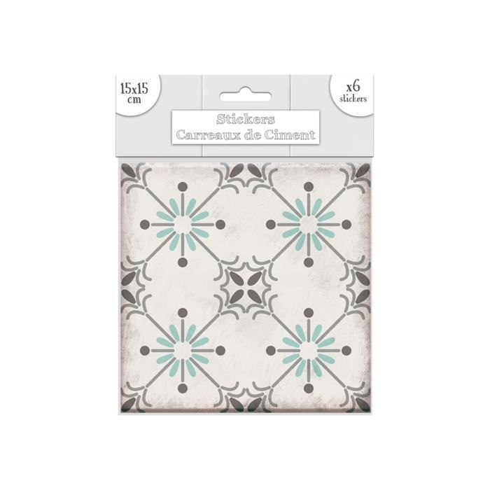 6 Stickers Carreaux De Ciment - 15 X 15 Cm - Arabesques Jaune