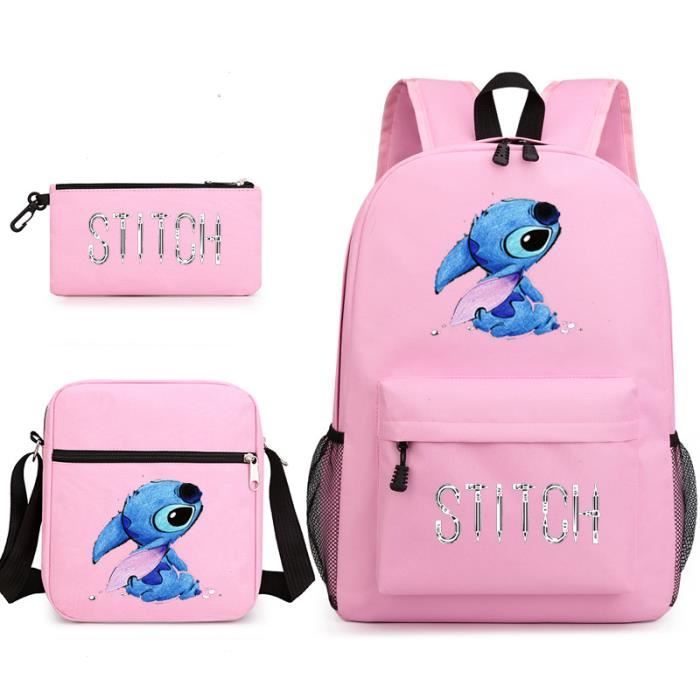 Lilo et Stitch Stitch sac à dos sac à bandoulière + trousse à crayons noir  étudiant cartable ensemble trois pièces - Rose Rose - Cdiscount Bagagerie -  Maroquinerie