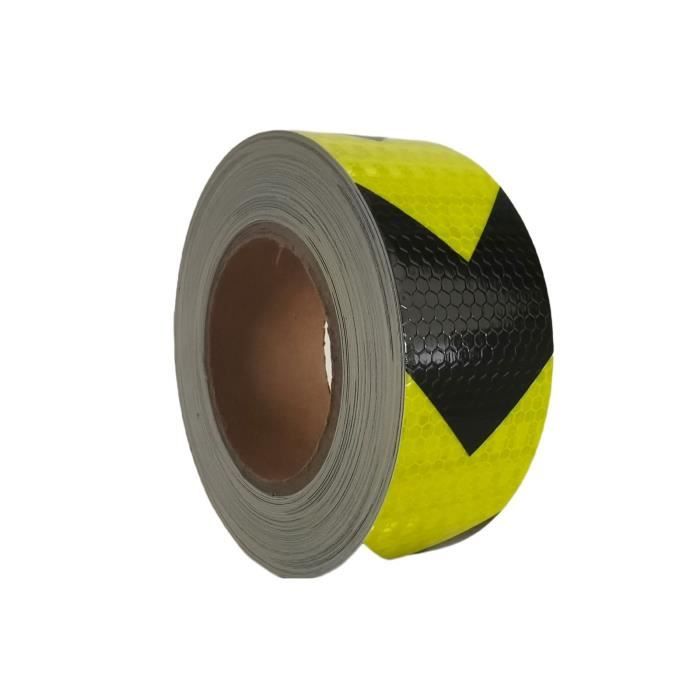 TD® Bande reflechissante autocollante noir et jaune vélo camion moto véhicule roue ruban adhésif réflecteur sécurité avertissement