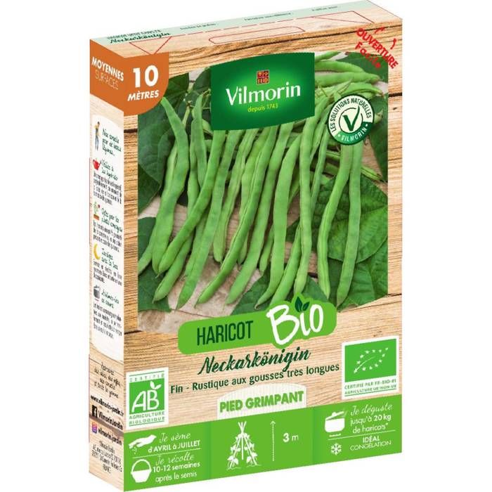 Comparer les prix de Graines de Haricot vert sans fil NECKARKÖNIGIN BIO 10 mètres-