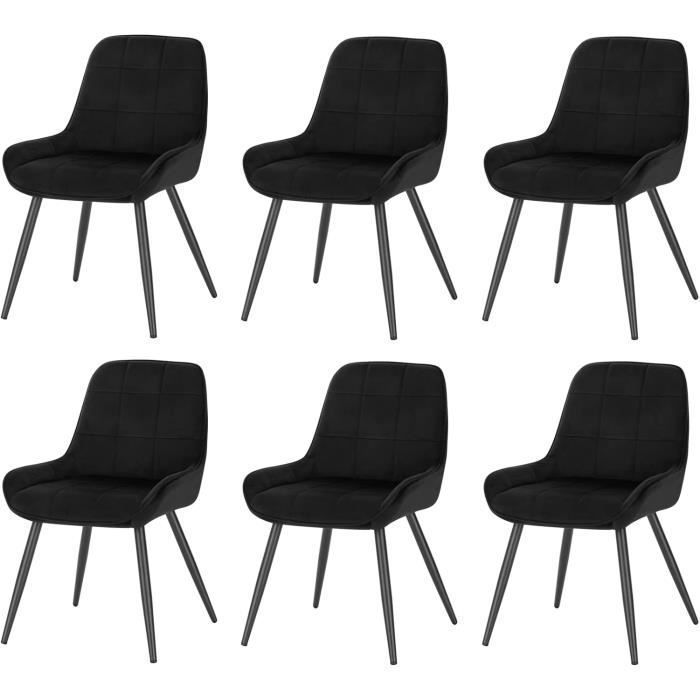 WOLTU Lot de 6 Chaises de Salle à Manger en Velours Chaises Scandinaves pour Salon Cuisine Chambre Noir W0ATT0168-6