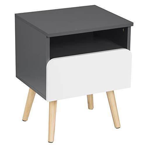 table de chevet - woltu - tsr58gr - 1 tiroir(s) - gris - design contemporain