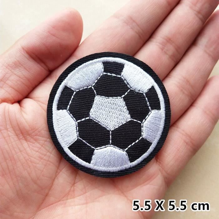 2 Patches Logo Football – Noir Brodé, Thermocollant (neuf, Lot Thaïlande)