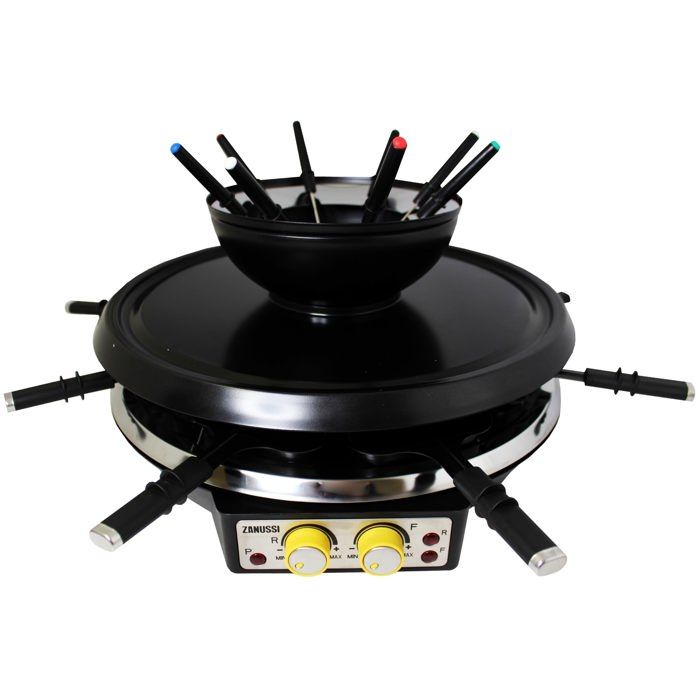 Appareil à raclette et fondue - ZANUSSI - RCZ71 - 4 en 1 - 8 personnes - Noir