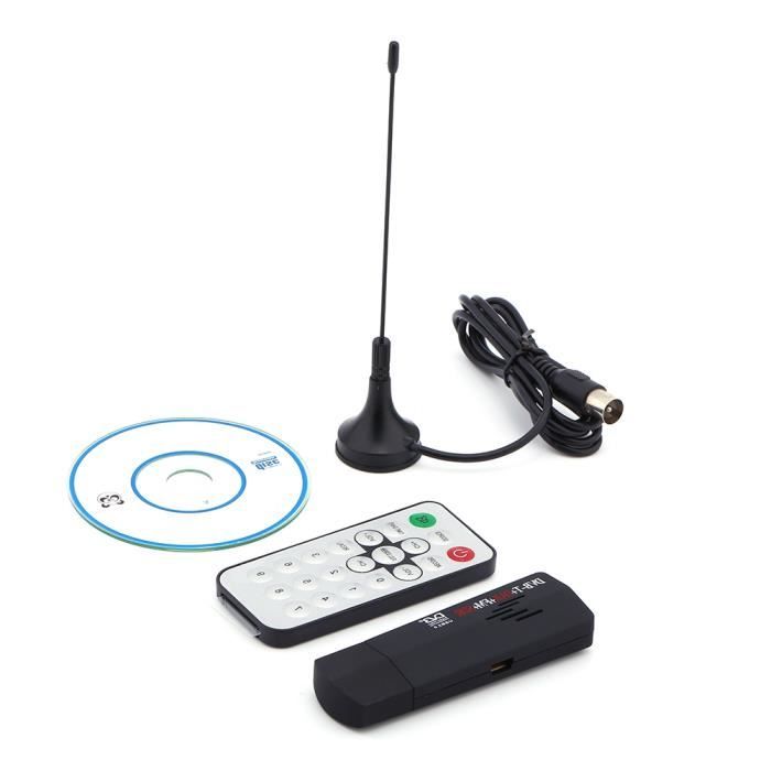 CAT Clé TV, Clé USB 2.0 Numérique DVB-T SDR + DAB + FM HDTV TV Stick RTL2832U + R8202 Tuner Ricevitore avec Antenne Portable et Base