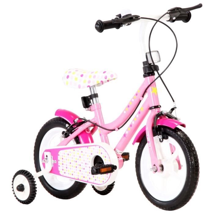 LEH - Vélo pour enfants 12 pouces Blanc et rose