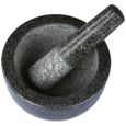  Ensembles de mortier et Pilon Pierre de Granit Solide de qualité supérieure, Grand Gris - 16 cm de diamètre-1