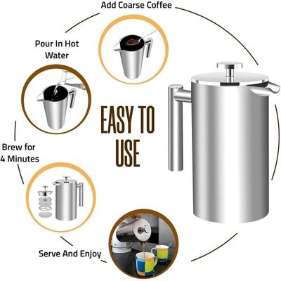 Kit De 4 Filtres Pour Cafetière à Piston 1000 Ml - Acier Inoxydable, Remplacement Complet Filtre + Spirale - 10