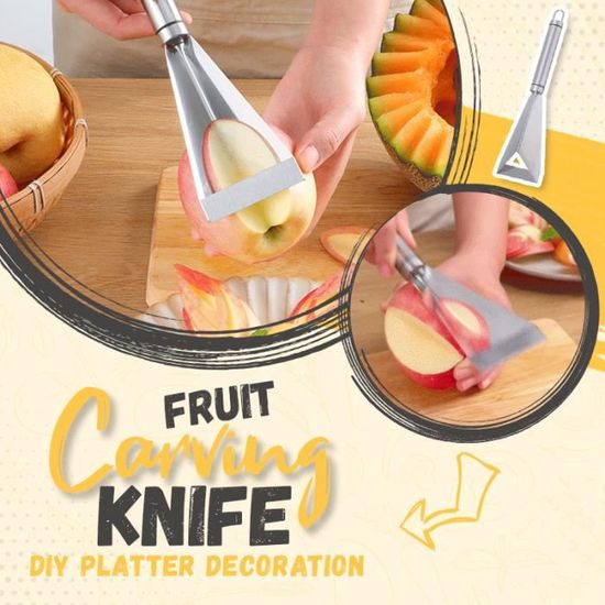 Mèche - Couteau triangulaire à découper les fruits en acier inoxydable,  Couteau à éplucher les pommes et légu - Cdiscount Maison