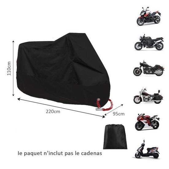 Bache Moto Exterieur Etanche XXL Imperméable 245x105x125cm - Protection Hiver Avec Trou De Serrure Bâche Moto