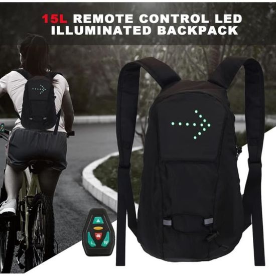 Sac à Dos Vélo USB Rechargeable - LED Clignotantes Et Télécommande - Lixada 15L