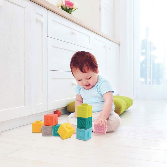 Cubes emboîtables jouet d'éveil - ZUUKO - 9 pièces - 5x5x5 cm - Blanc ...