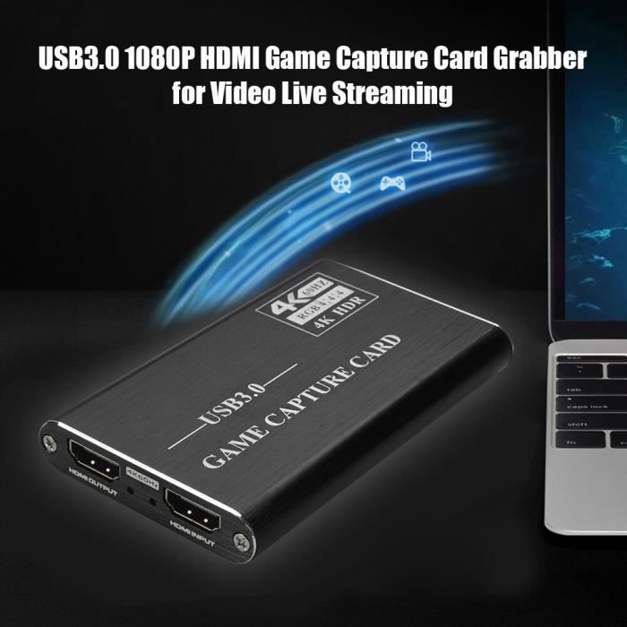 Carte de capture vidéo, carte de capture audio USB 3.0 HDMI vers USB A,  appareils de capture 4K 1080P 60FPS pour enregistreur vidéo en streaming en  direct, compatible avec le système Windows