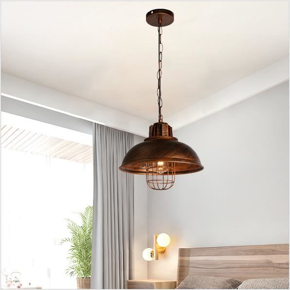 Lustre d'intérieur à six ampoules Lampe industrielle vintage au fini