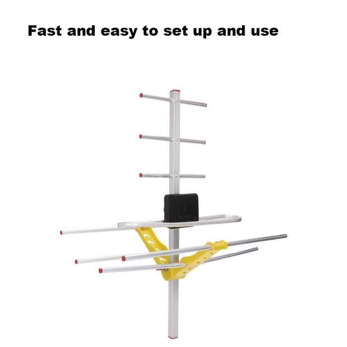 Antenne TV Extérieure HDTV 4G 12dBi – Gain Élevé, Étanche IP67, Antigel, Résistante Vent – Réception Large Couverture HD
