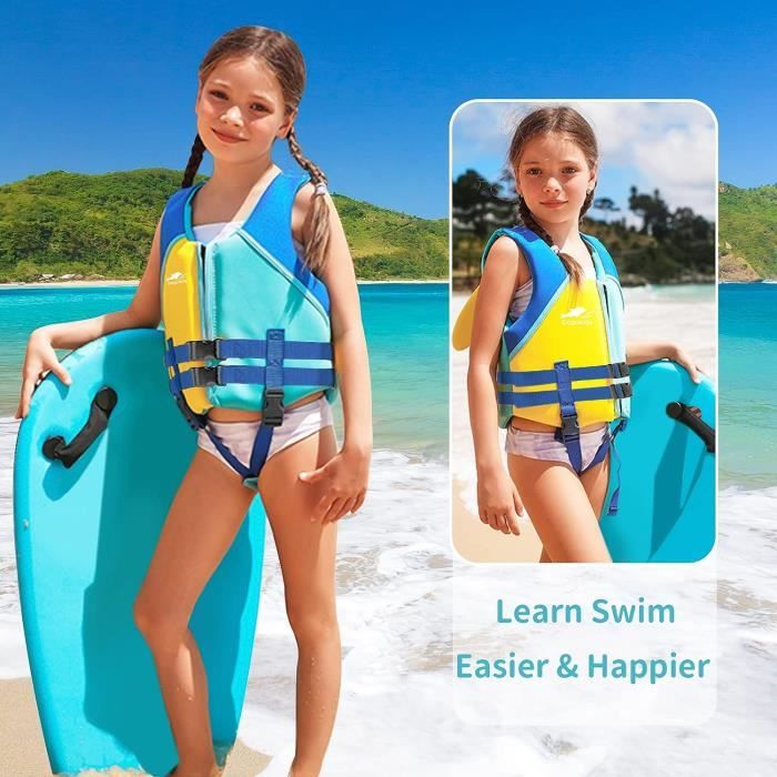 Gilet De Natation Enfant Denlane - Néoprène Avec Flottabilité - Tailles S/M/L - Pour Piscine, Plage - Sécurité Renforcée