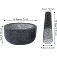  Ensembles de mortier et Pilon Pierre de Granit Solide de qualité supérieure, Grand Gris - 16 cm de diamètre-2