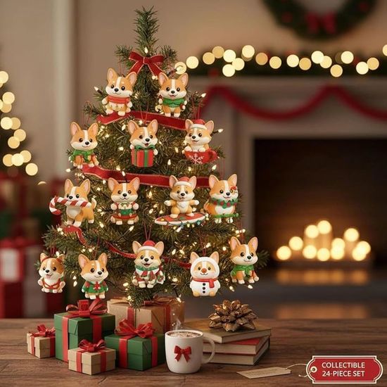 Calendrier De L'Avent Corgi 2025 - 24 Mini Décorations Chiots Mignons | Décoration Noël, Collection, Cadeau Pour Amoureux Des Chiens