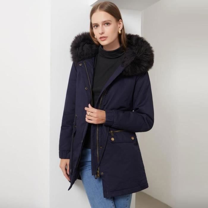 Manteau D'hiver Femme Heekpek - Capuche à Fausse Fourrure, Doublure Polaire, Imperméable - Taille S à XL