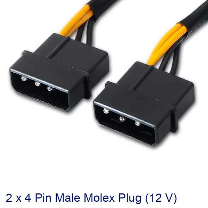 Câble Adaptateur D’alimentation 4 Broches Molex Vers 6 Broches PCI-E – Pour Carte Graphique – 2 Pièces, 18 AWG, 18 Cm – Conversion D’alimentation PC