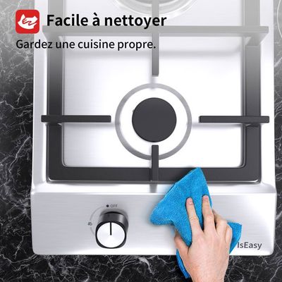 Klarstein Ignito Domino - Table De Cuisson Gaz 2 Feux, 4000W Puissance Totale, Brûleurs Sabaf, Allumage Électrique Instantané, Vitrocéramique Noire Facile à Nettoyer