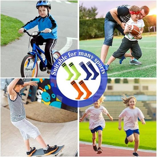 3 Paires De Chaussettes De Football Pour Jeunes Et Adolescents, Unies Ou à Rayures - Sport