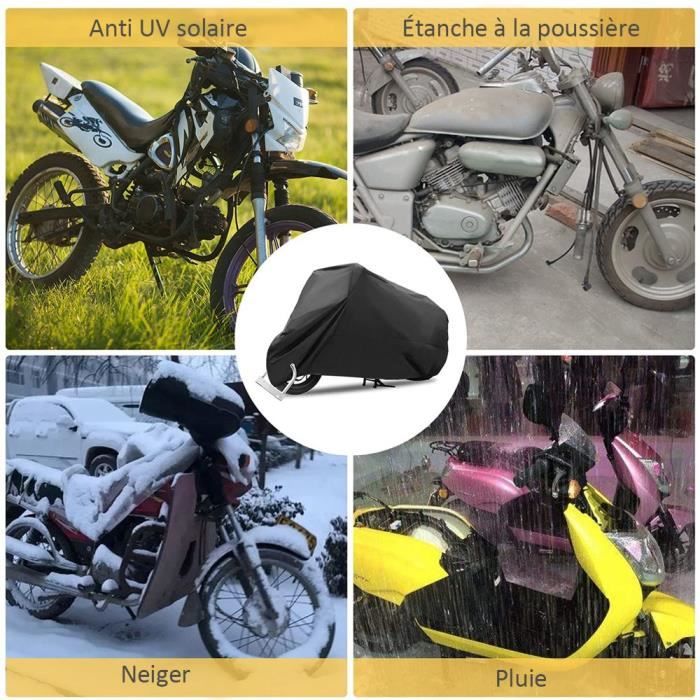 Housse De Moto Imperméable Noire XXL (245x105x125 Cm) - Antivol, Coupe-Vent - Polyester
