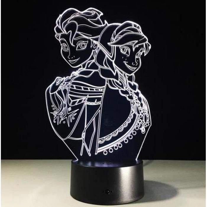 Lampe 3D LED Reine Des Neiges | Décoration Et Éclairage – Veilleuse De Rêve