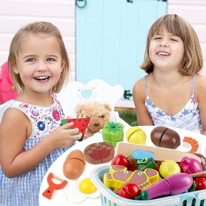 Fruits et Legumes Dinette en Bois Cuisine en Bois Dinette Enfant avec Panier Cadeau pour Garcon Fille 3 4 5 6 Ans Cdiscount Jeux Jouets