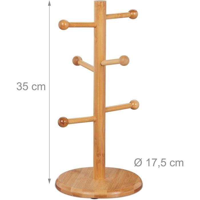 Porte-tasses En Bambou Relaxdays - 6 Branches - 35 Cm De Haut - Support Pour Tasses, Saucissons Ou Bretzels - Design Naturel
