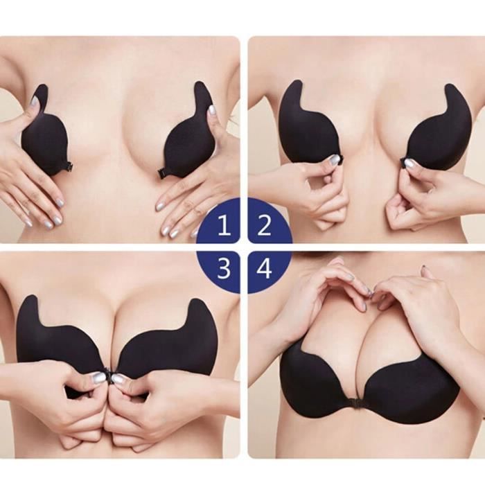 MELLIEX Soutien-Gorge Adhésif Push Up Invisible – Autocollant, Sans Bretelles, Dos Nu, Réutilisable – Taille A, Nude