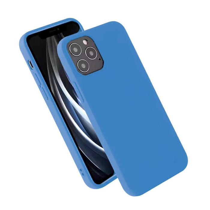 Coque Silicone Little Boutik Pour IPhone 12 / IPhone 12 Pro - Bleu Avec Protection Objectif - Neuf