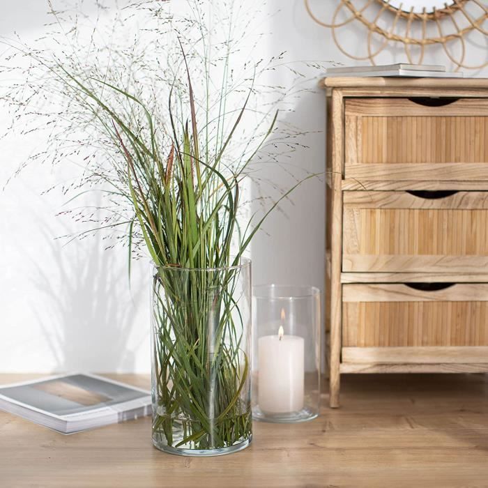 Vase Décoratif Alyssa H:29.5cm - Vase Transparent Conique En Verre - Grand Vase Sol Ou Centre De Table Vase Fleurs Grand Format
