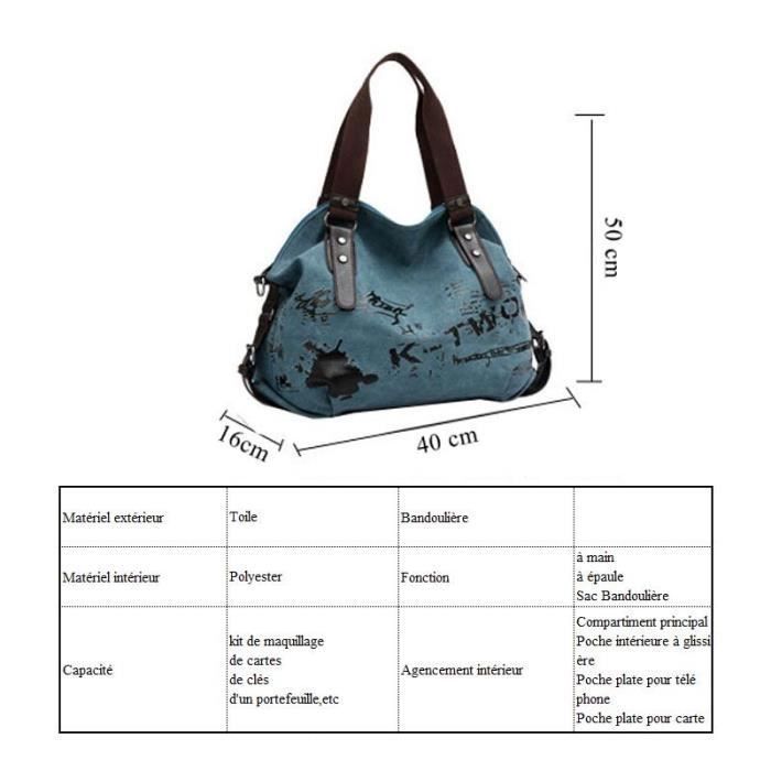 Grand Sac Fourre-tout En Toile Vintage Esprit - Couleur Marron - Occasion Très Bon état