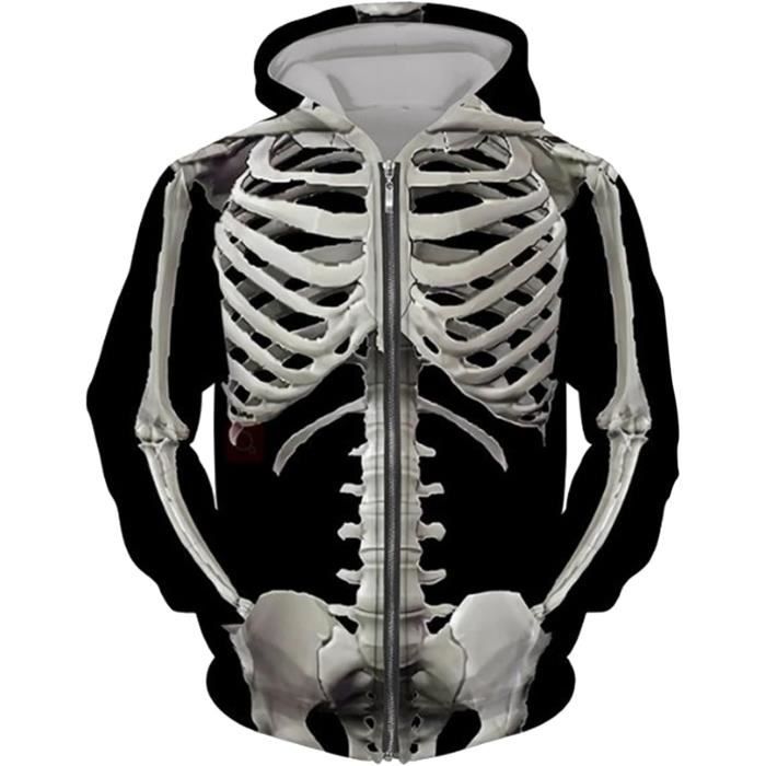 Survêtement D'Halloween Squelette Pour Homme - Tenue De Sport - Veste De Survêtement - Sweat à Capuche + Pantalon De Survêtement, Homme 1, S