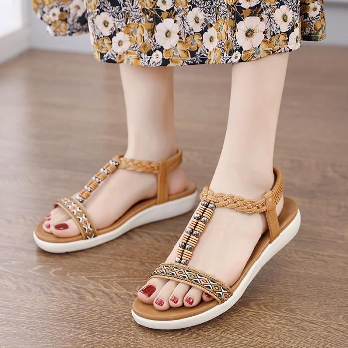 Sandales Femme Nu pieds Boh mienne t Marron Sandale Marron