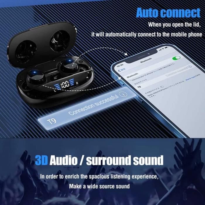 Casque Bluetooth à réduction de Bruit sans Fil, avec Micro pour appels  téléphoniques,Écouteurs avec Microphone intégré,Noir - Cdiscount TV Son  Photo