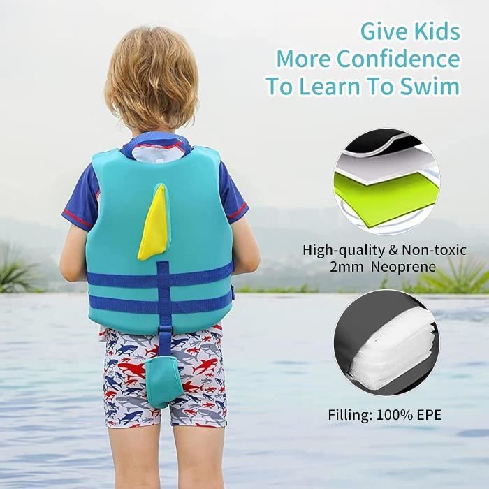 Gilet De Natation Enfant Petiyark Néoprène - Flotteur Réglable Avec Sangles
