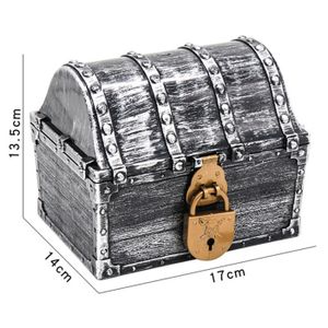 MYBOXES Coffre Au Trésor Pirate En Bois Massif 48x30x30 Cm Avec Serrure Et Clés - Idéal Cadeau Anniversaire Mariage
