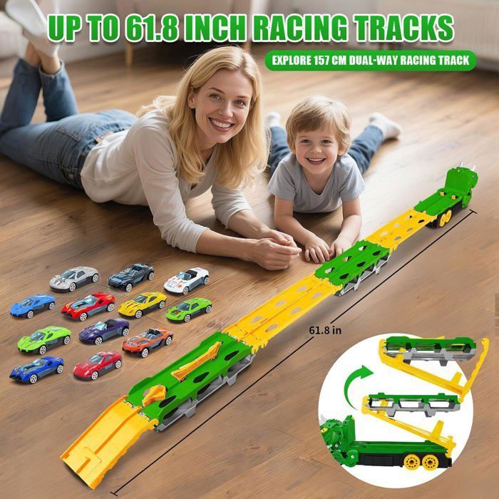 3T6B Dinosaure Transport Truck Jouet Voitures pour Enfants avec 12 Mini Cars, 3 in1 Folding Portable Voiture de Course Jouet, pour Les Enfants de 3 à 5 Ans | Votre wishlist sur 3T6B Dinosaure Transport Truck Jouet Voitures pour Enfants avec 12 Mini Cars, 3 in1 Folding Portable Voiture de Course Jouet, pour Les Enfants de 3 à 5 Ans | Votre wishlist sur