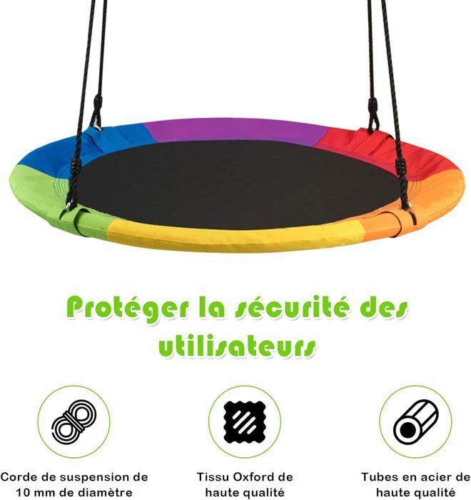Balançoire Nid d'Oiseau - DREAMADE - Hauteur Réglable 100-180CM Balançoire Nid d'Oiseau - DREAMADE - Hauteur Réglable 100-180CM