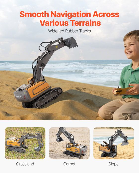 Pelleteuse Télécommandée 22 Canaux Excavatrice RC Enfants Échelle