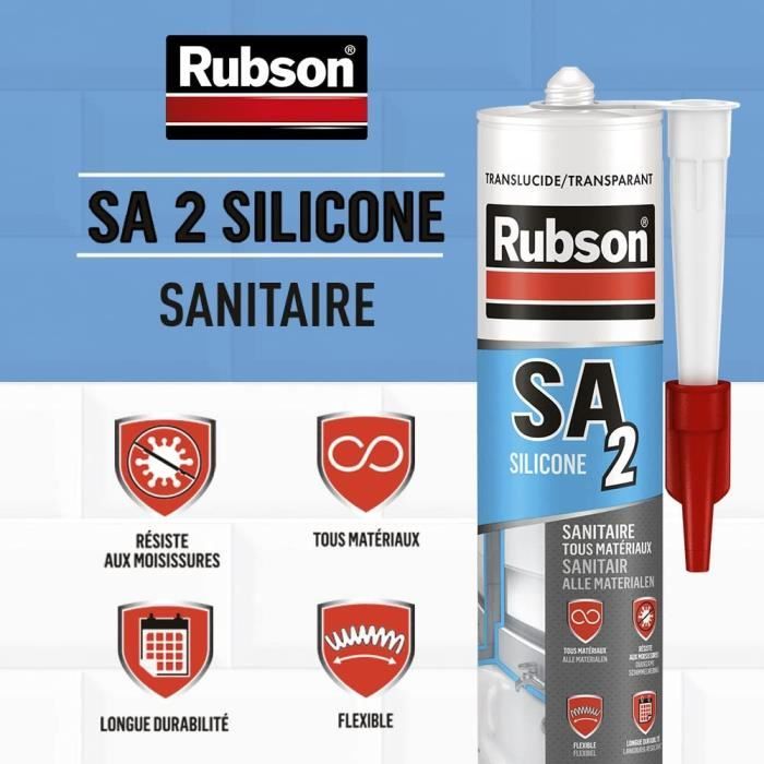 Mastic transparent silicone multi-matériaux - 280ml - RUBSON