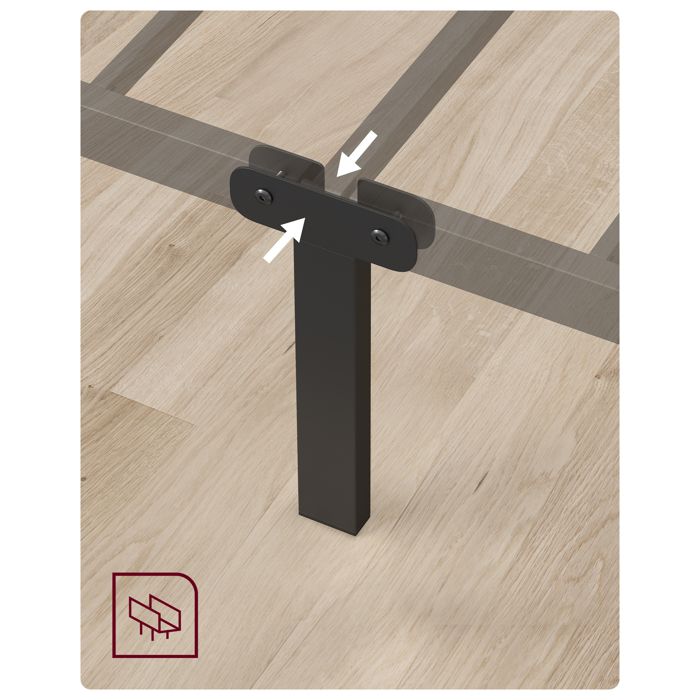 FOUBAM Cadre De Lit Simple En Métal 90x200 Cm Avec Tête De Lit Tissu, Ports USB, Rangement Sous Lit 27 Cm - Noir
