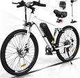 Vélo électrique HITWAY 26" Blanc - VAE avec batterie amovible 36V/12AH - Shimano 7-Vitesses - VTT Ville E-Bike-0