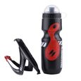 650ML Bouteille d'eau à vélo et porte-bouteille d'eau, Porte-Bidons Vélo Cyclisme Bicyclette Support Bouteille Bottle (noir + rouge)-0
