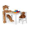 Relaxdays Table enfants avec 2 chaises, Ensemble Meubles enfants intérieur, jeu de 3 pièces,robustes, MDF,blanc/nature-0