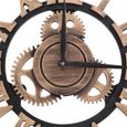 3D Rustique Fait Main Horloge Murale En Bois Vintage Décor pour Salon/Bureau/Bar 30cm Or-0