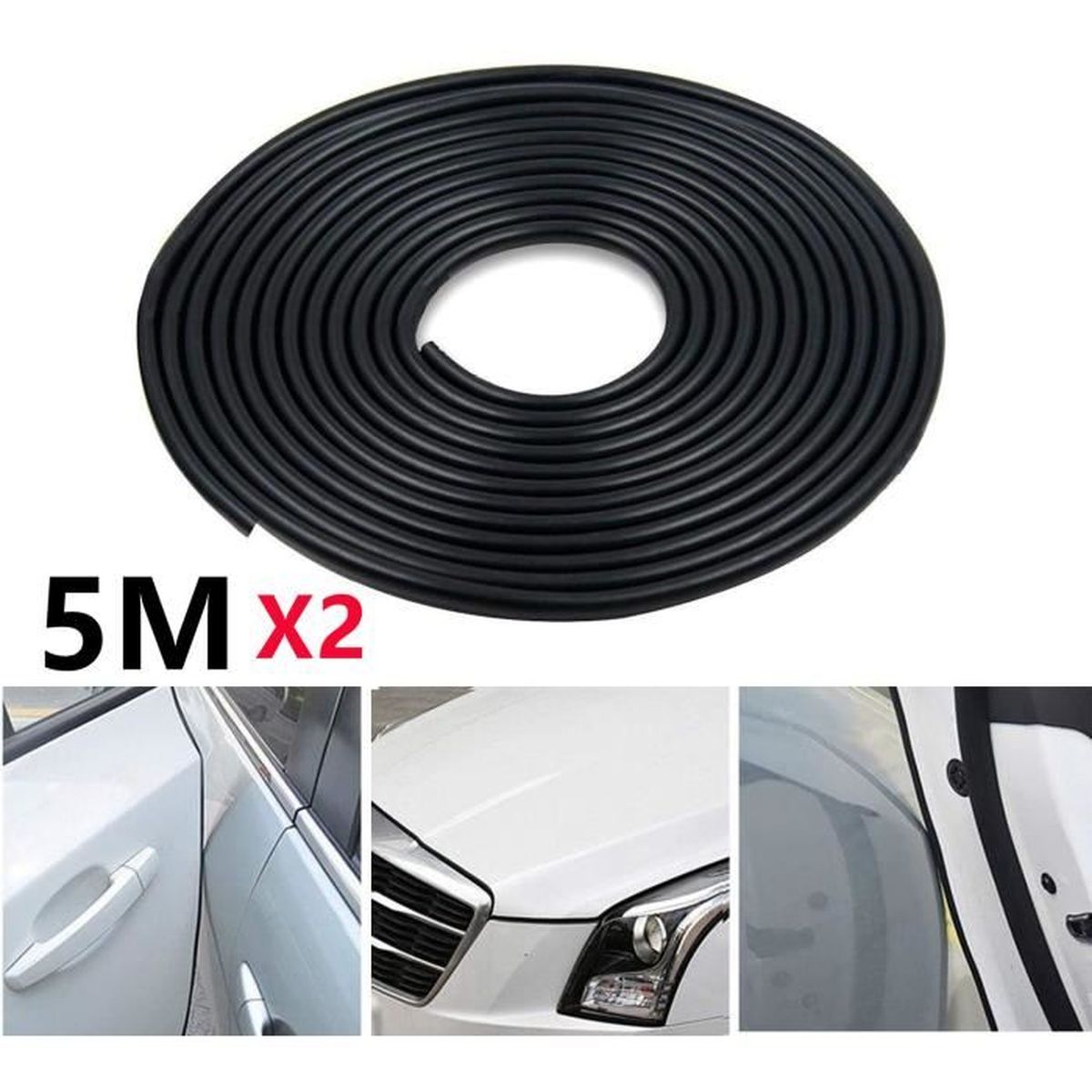 Protections Bord De Porte Voiture - Lot De 4 En Fibre Carbone Noire - 2 Tailles (8cm & 11cm) - Anti-rayures, Facile à Coller