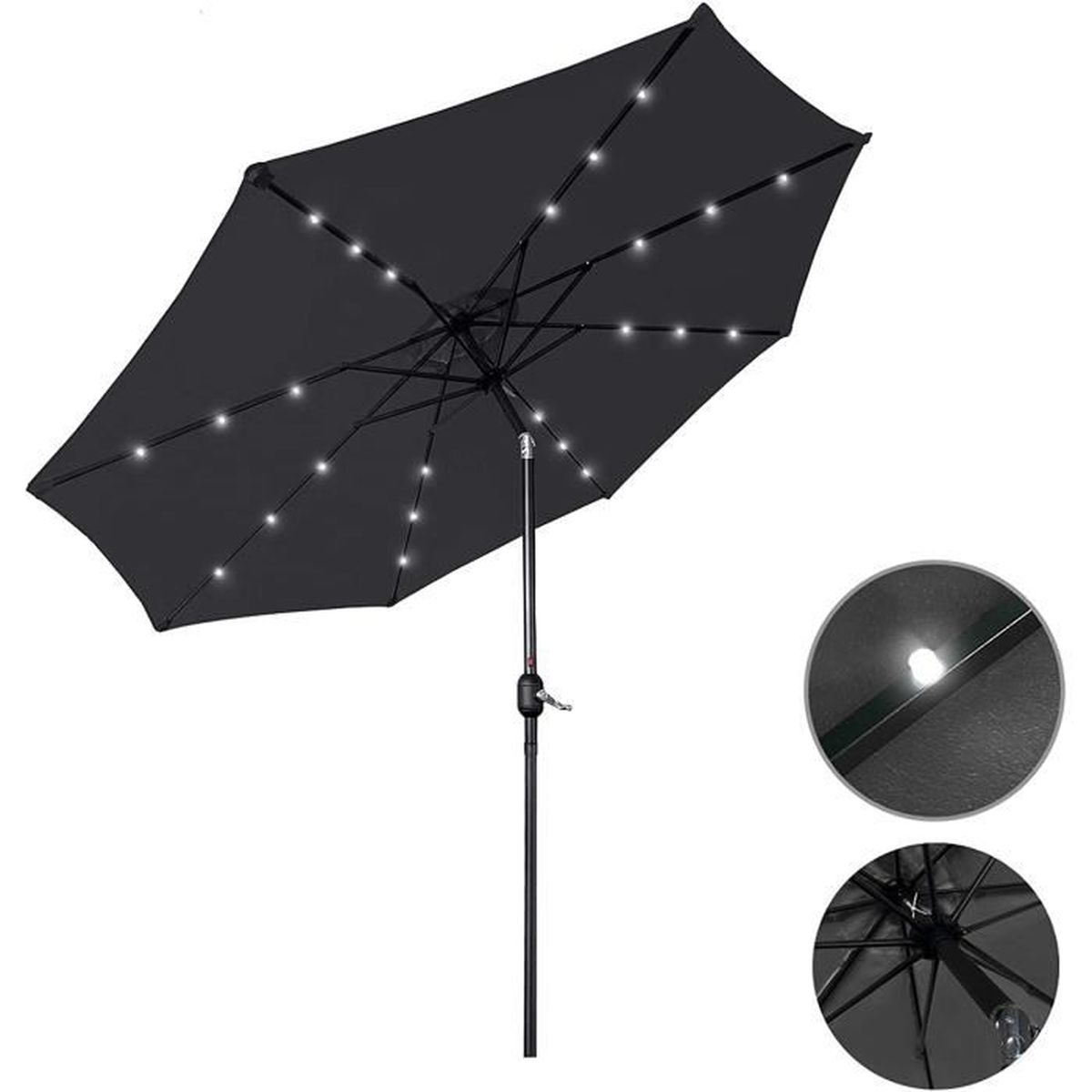Anfun Parasol Aluminium Inclinable avec Manivelle Protection UV 40